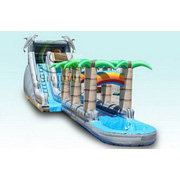 inflatable slide water beach palm tree jungle